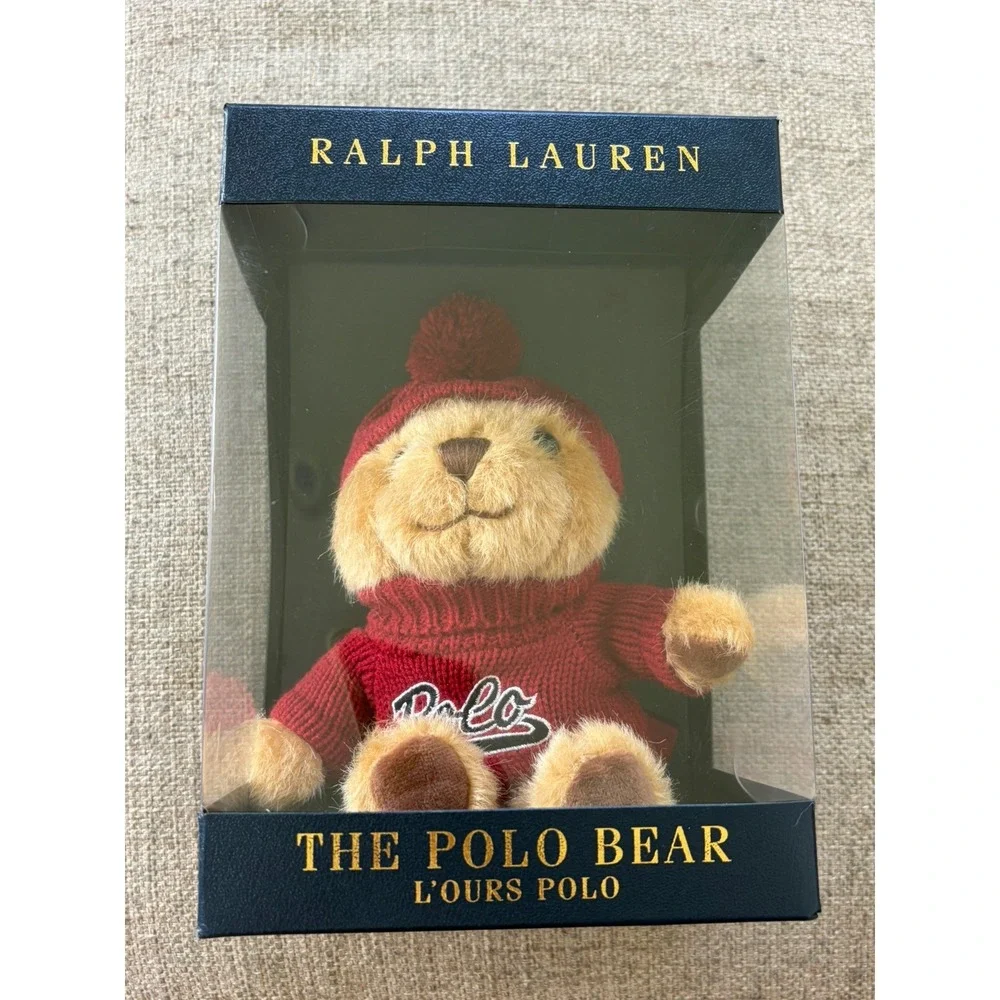 New! Ralph Lauren The Polo Christmas Bear L'ours Red Classic Sweater & Beanie